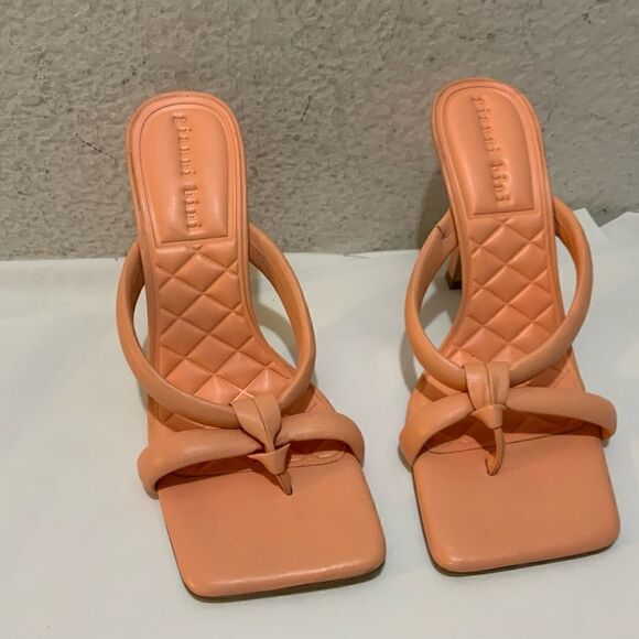 Gianni Bini Bement Leather Tubular Thong Dress Sandals corral - Picture 3 of 10